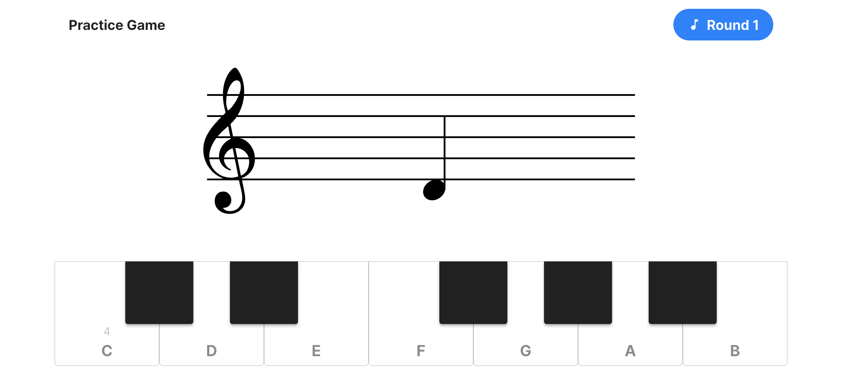 Read Notes Game practice screen