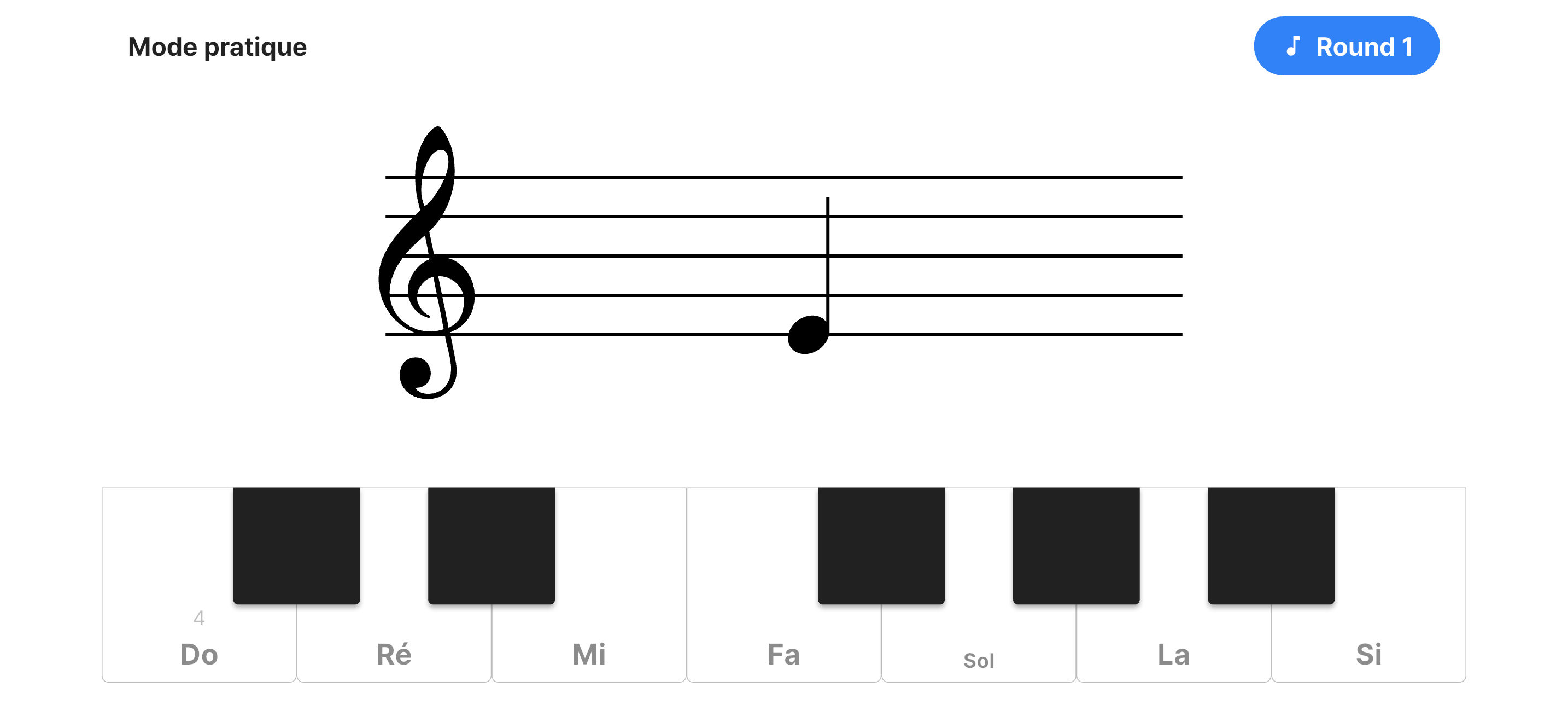 Read Notes Game practice screen