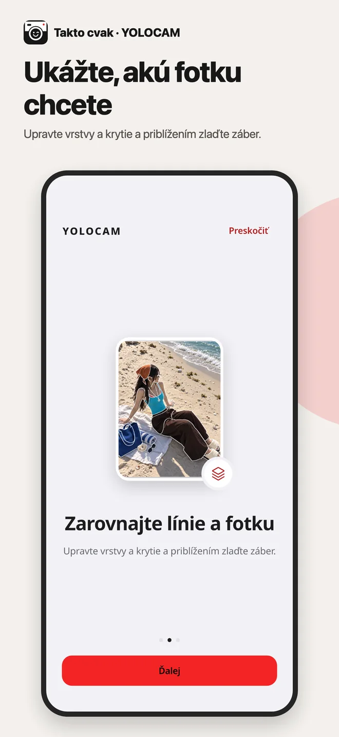 YOLOCAM · Zarovnajte línie a fotku