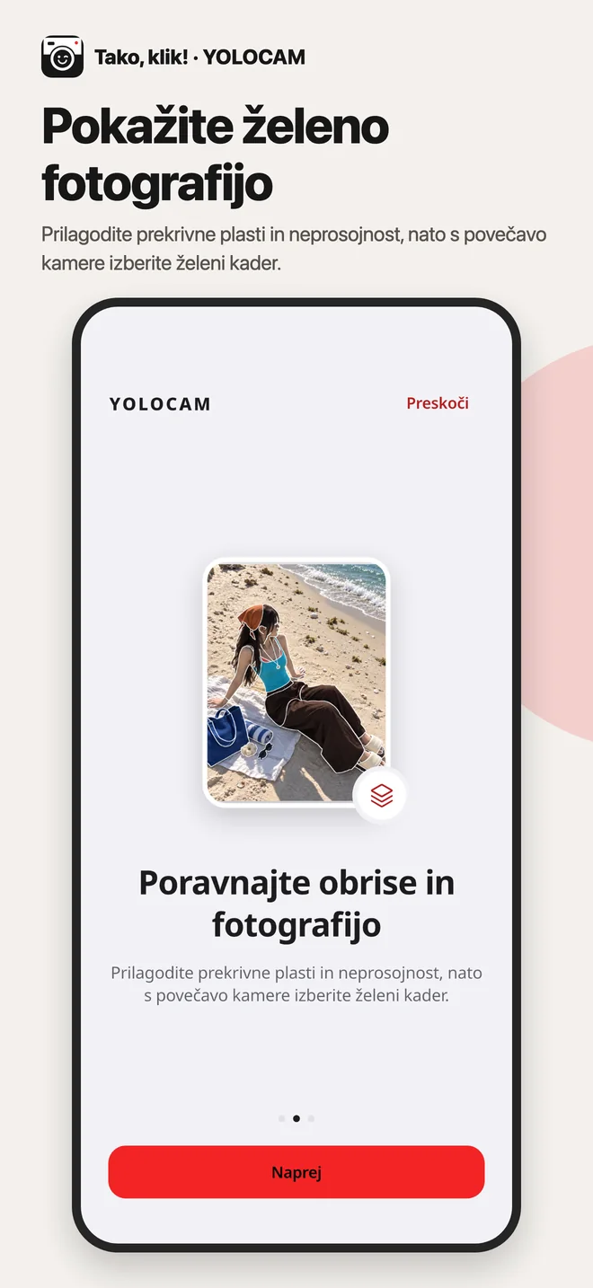 YOLOCAM · Poravnajte obrise in fotografijo